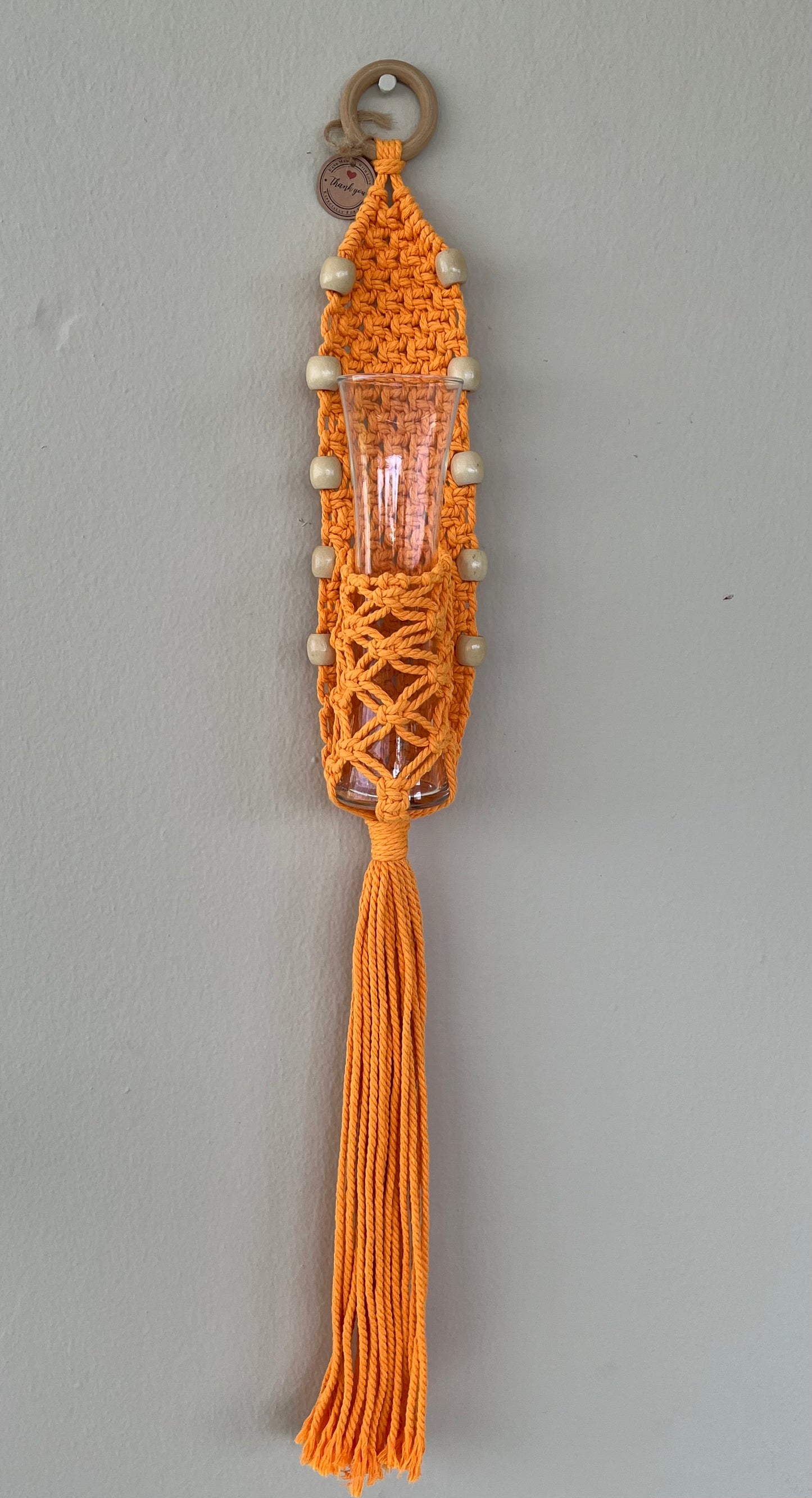 Macrame wall hanger with vase