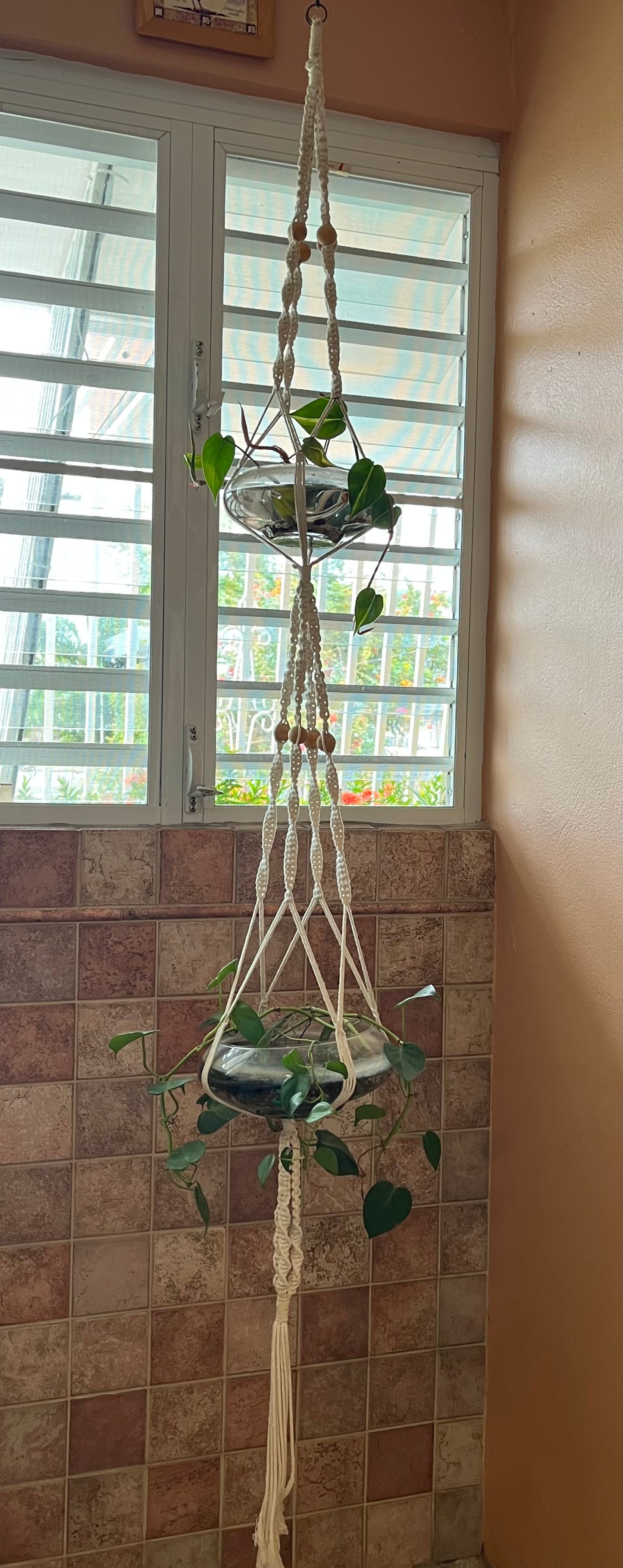 Macrame double plant hanger