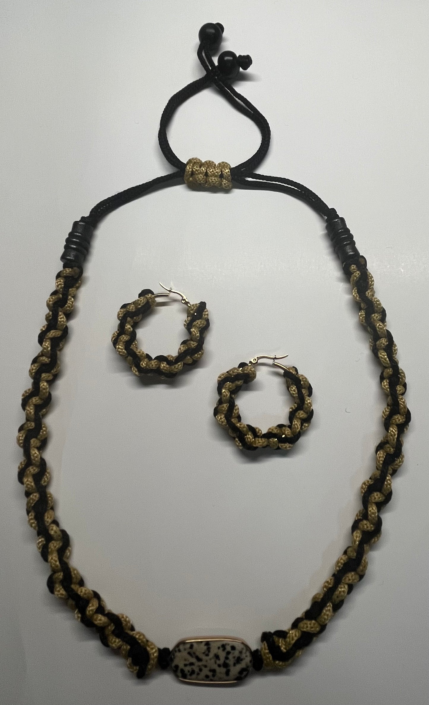 Macrame necklace with earring
