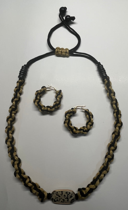 Macrame necklace with earring